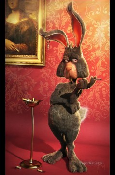 動物 Painting - ファンタジーウサギ